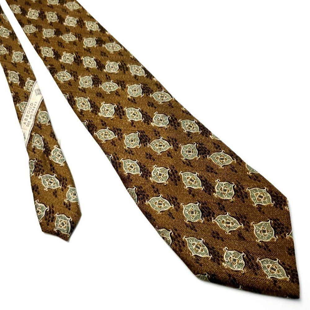 Joseph Abboud Silk Tie Textured Brown Geometric